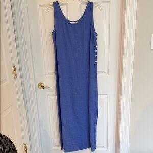 Chico's Blue Sleeveless Maxi Dress with Side Buttons